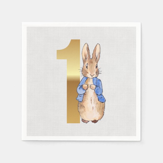 Peter the Rabbit 1. Geburtstag Serviette (Vorderseite)