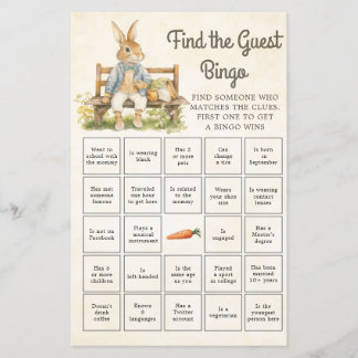Peter The Rabbit Baby Dusche finden Gast Bingo