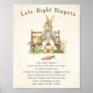 Peter The Rabbit Baby Dusche Spate Night Diapers Poster