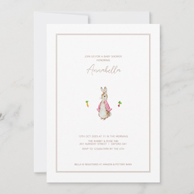Peter the Rabbit Baby shower Invitation (Devant)
