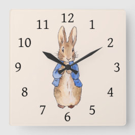 Peter the Rabbit Beige Quadratische Wanduhr