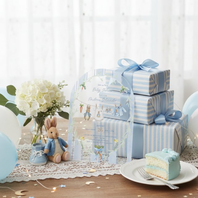 Peter the Rabbit Clothesline Baby Shower Acryleinladungen (Von Creator hochgeladen)