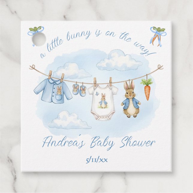Peter the Rabbit Clothesline Baby Shower Geschenkanhänger (Vorderseite)