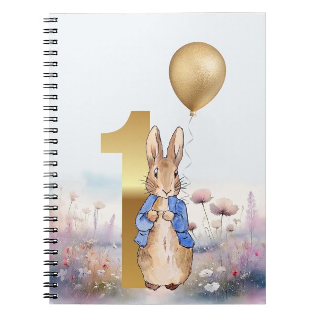Peter the Rabbit Erster Geburtstag Wildblumen Notizblock (Vorderseite)