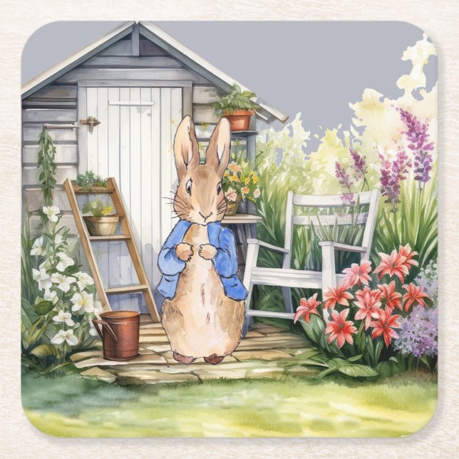 Peter the Rabbit Garden Shed Rechteckiger Pappuntersetzer (Vorderseite)
