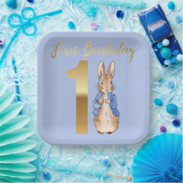 Peter the Rabbit Gold 1. Geburtstag Pappteller