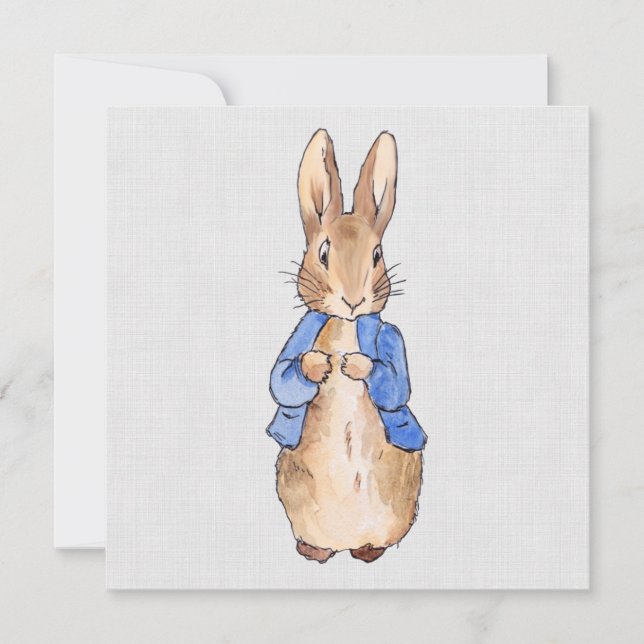 Peter the Rabbit Grey Linen Hintergrund Dankeskarte (Vorderseite)