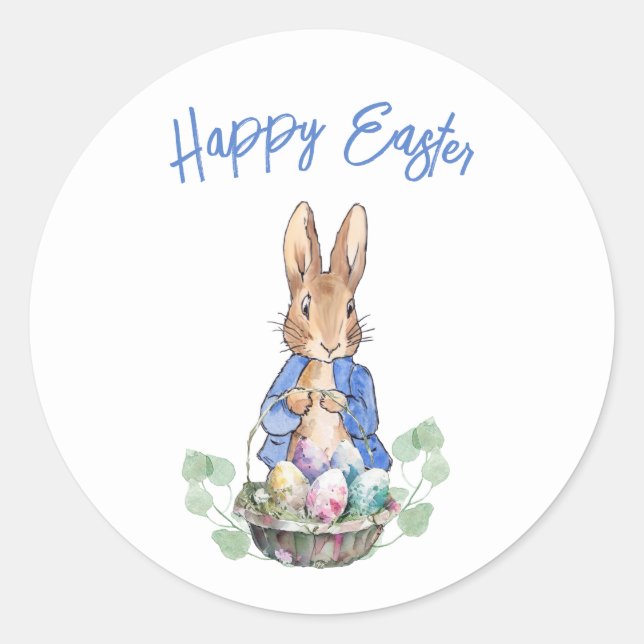 Peter the Rabbit Happy Oaster Runder Aufkleber (Vorderseite)