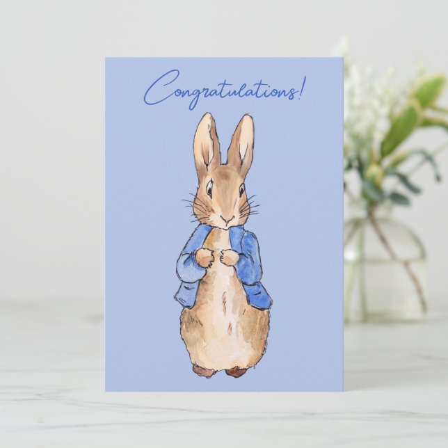 Peter the rabbit Herzlichen Glückwunsch Gruß Einladung (Stehend Vorderseite)