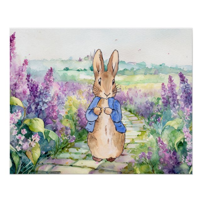 Peter the Rabbit mit Aquarelllilacke Poster (Vorderseite)