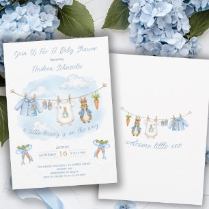 Peter the Rabbit Niedlich Clothesline Baby Shower Einladung