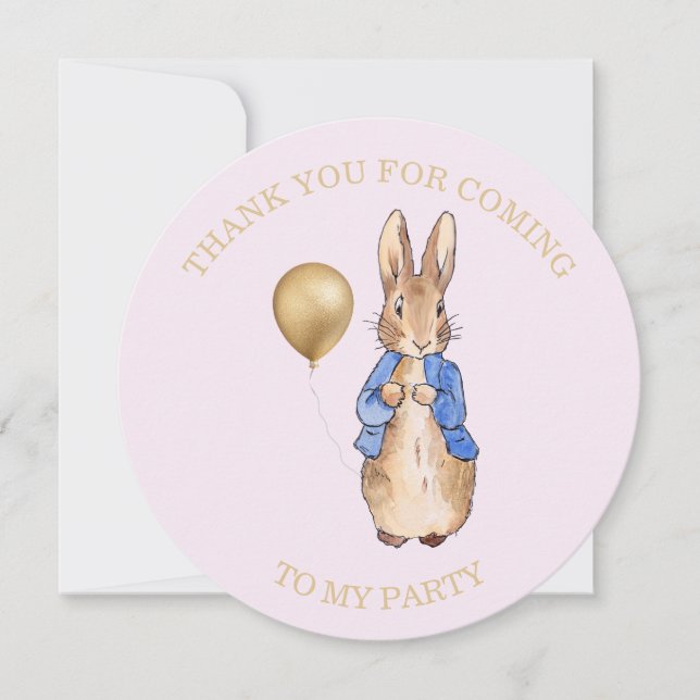 Peter the Rabbit Pink Background Dankeskarte (Vorderseite)