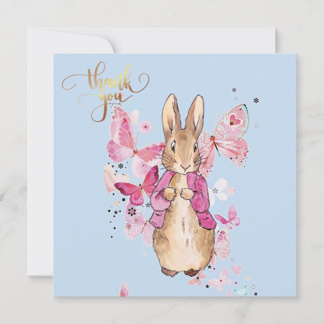 Peter the Rabbit Pink Jacket Dankeskarte (Vorderseite)
