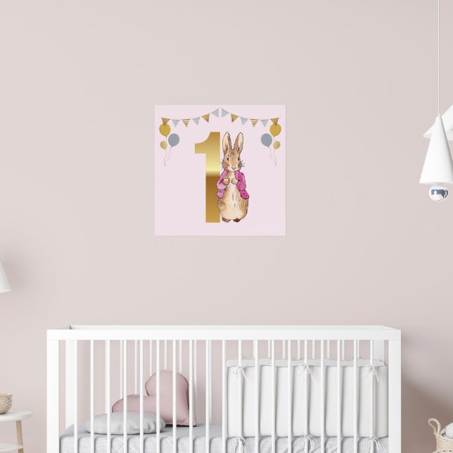 Peter the Rabbit Pink Jacket Erster Geburtstag Poster (Kinderzimmer 2)