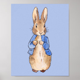 Peter the Rabbit with Blue Background Poster