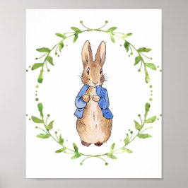 Peter the Rabbit with Green leaf Wreath   Poster