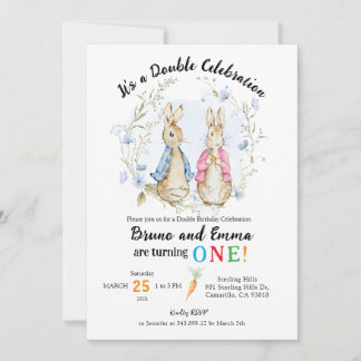 Peter und Flopsy Rabbit Siblings Geburtstag Einladung