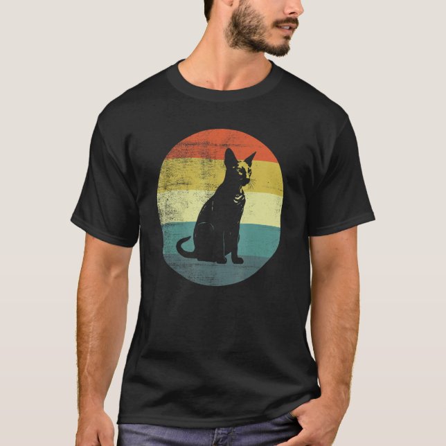 Peterbald-Katze Retro-Design T-Shirt (Vorderseite)