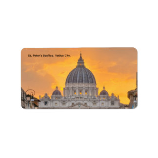 Petersbasilika bei Sonnenuntergang, Vatikanstadt Adressaufkleber