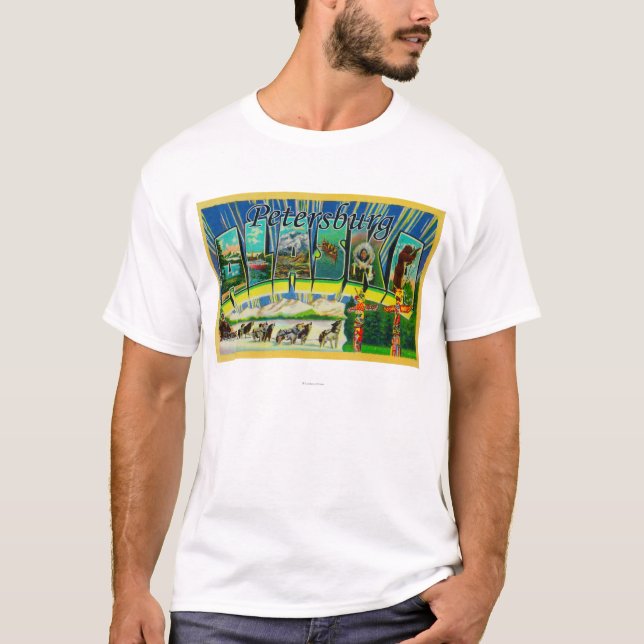Petersburg, Alaska - große Buchstabe-Szenen T-Shirt (Vorderseite)