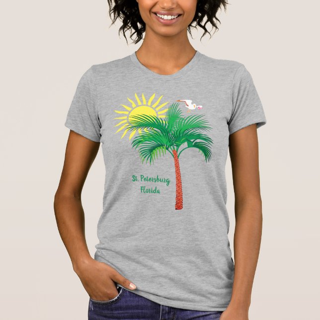 Petersburg Florida Palm Tree und Seagull T-Shi T-Shirt (Vorderseite)