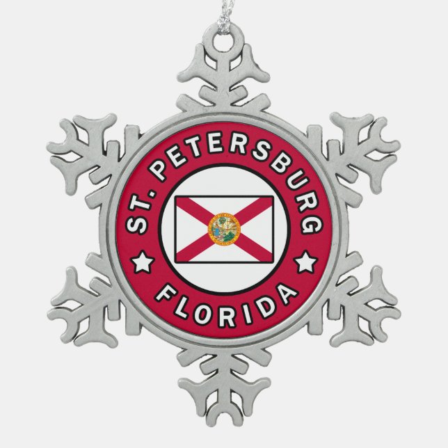 Petersburg Florida Schneeflocken Zinn-Ornament (Vorderseite)
