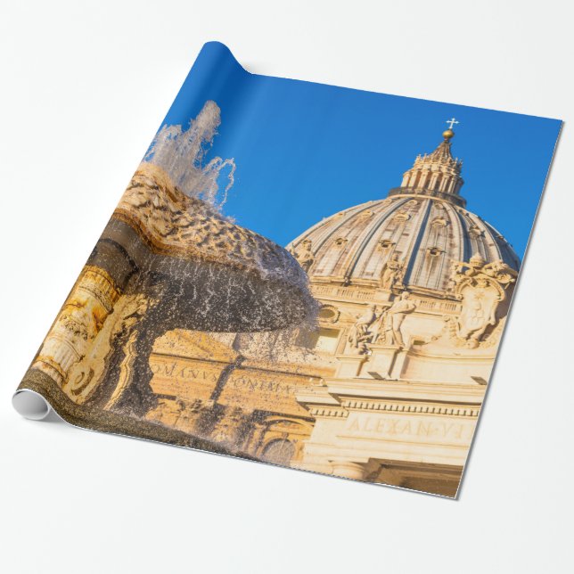 Petersdom und Brunnen Rom Italien Geschenkpapier (Ungerollt)