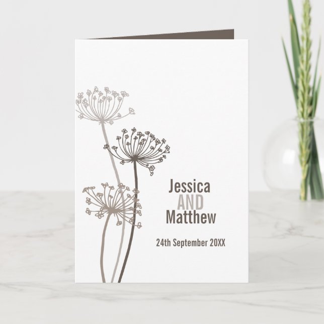 Petersilie Blume Braunen Hochzeit Programm (Vorderseite)