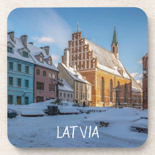 Peterskirche im Winter in Riga, Lettland Getränkeuntersetzer