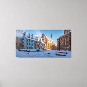 Peterskirche im Winter in Riga, Lettland Leinwanddruck