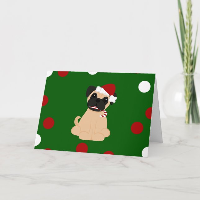 Peticularfashions.com-WeihnachtsMops Feiertagskarte (Vorderseite)