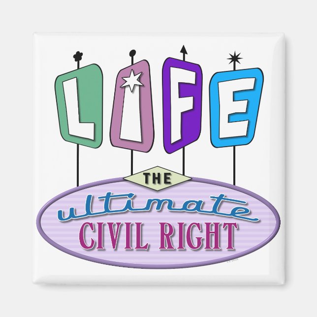 Petit aimant au design rétro. (Devant)