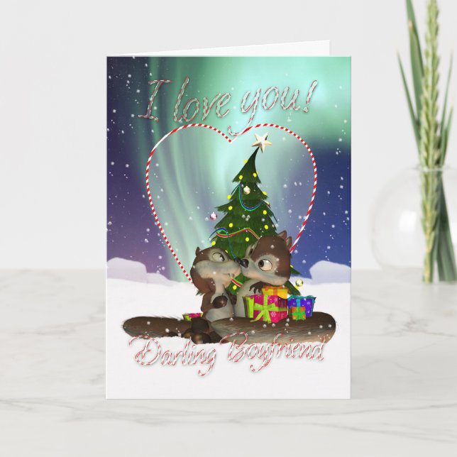 Petit Amis Je T'Aime Carte De Noël Avec Amour Sq (Devant)