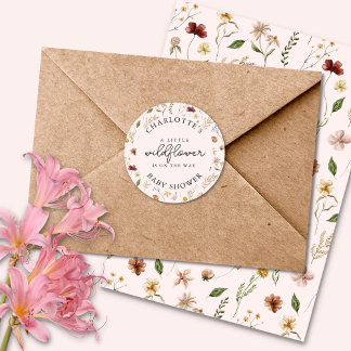 Petit Autocollant Baby shower fille Fleur sauvage