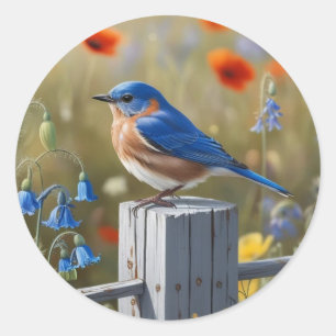 Petit Autocollant d'oiseaux bleu