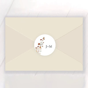 Petit Autocollant rond Fleur sauvage Mariage class