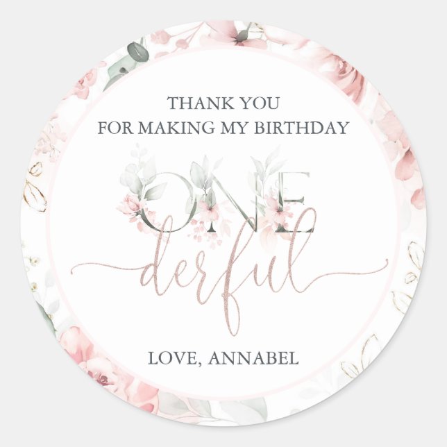 Petit Autocollant rond Mlle Onederful (Devant)