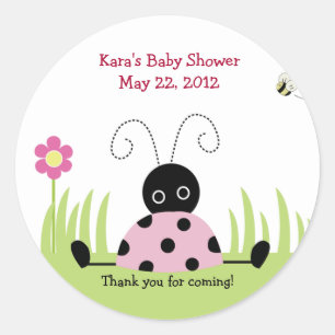 Petit autocollant (rose) de faveur de baby shower