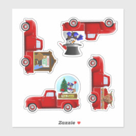 Petit Autocollants de camion de Noël Rouge