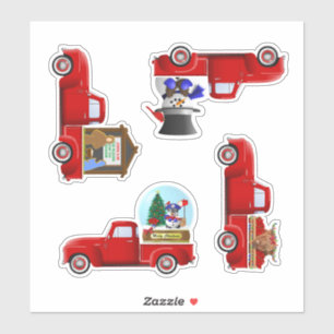 Petit Autocollants de camion de Noël Rouge