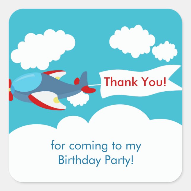 Petit avion mignon Sticker d'anniversaire (Devant)