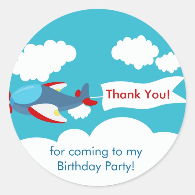 Petit avion mignon Sticker d'anniversaire (Devant)