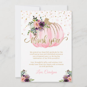 Petit Baby shower Citrouille Carte de remerciement