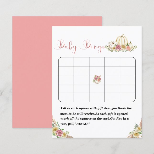 Petit baby shower citrouille jeuFeuille papier (Devant / Derrière)