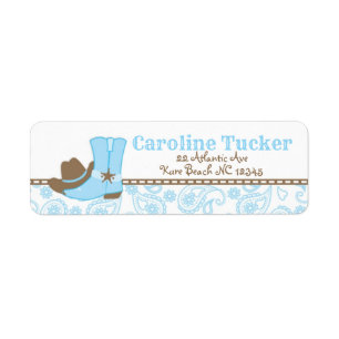 Petit Baby shower Cowboy Étiquette de adresse bleu