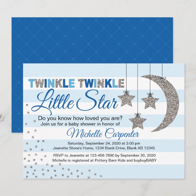 petit baby shower étoile scintillant invitation po (Devant / Derrière)