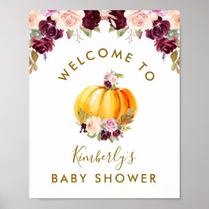 petit baby shower fleuri citrouille affiche d'accu