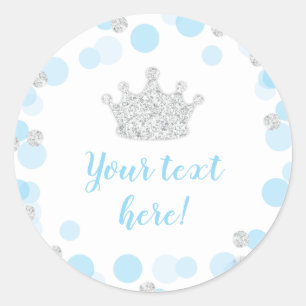 Petit Baby shower Prince Étiquette Bleu & Argent
