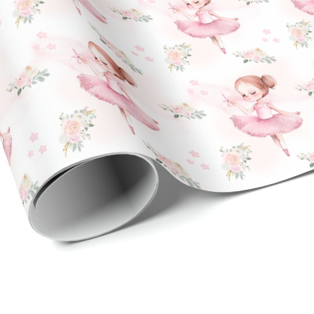Petit ballerine rose cadeau d'anniversaire papier  (Coin rond)