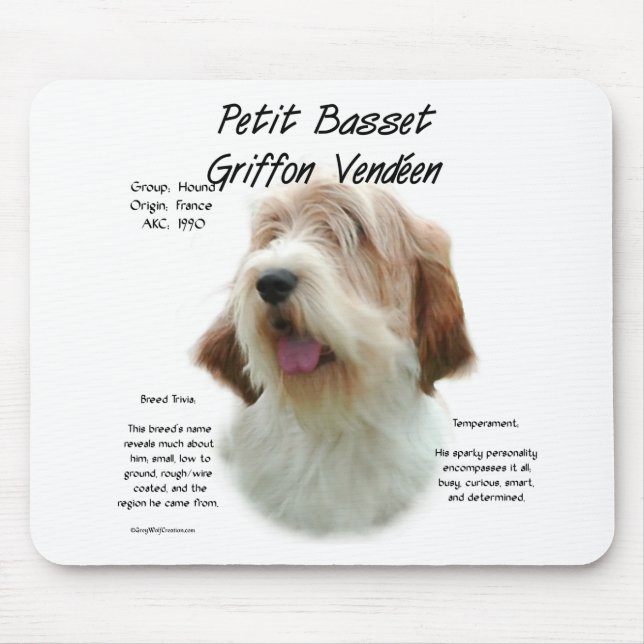 Petit Basset Griffon Vendeen Geschichtsdesign Mousepad (Vorne)